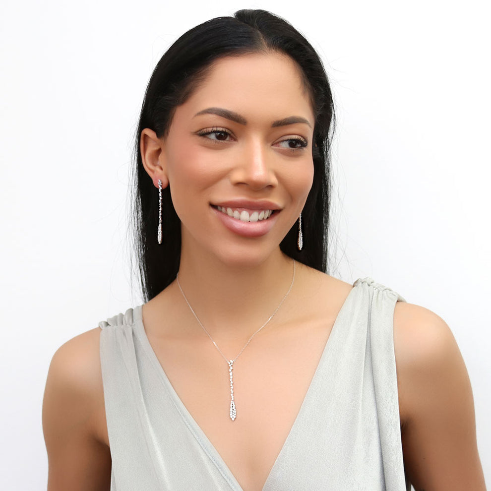 Sterling Silver Cluster Teardrop CZ Pendant Necklace N168001 BERRICLE