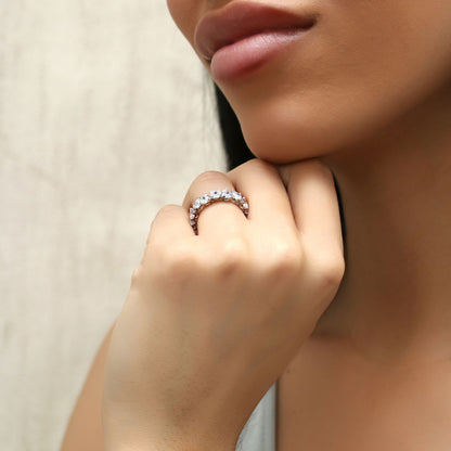 Heart Heart CZ Eternity Ring in Sterling Silver