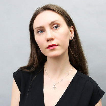 Crescent Moon North Star Necklace in Sterling Silver