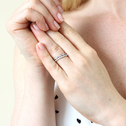 Bubble Woven Pave CZ Eternity Ring Set in Sterling Silver