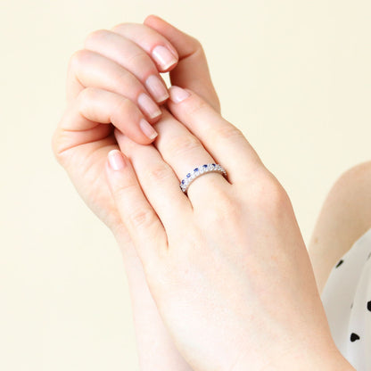 Pave CZ Eternity Ring Set in Sterling Silver