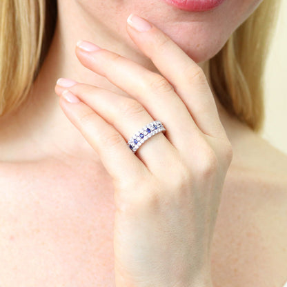 Pave CZ Eternity Ring Set in Sterling Silver
