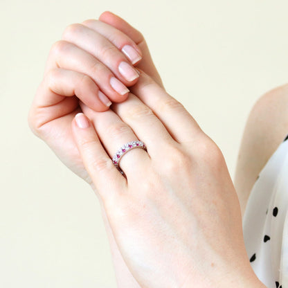 Pave CZ Eternity Ring Set in Sterling Silver