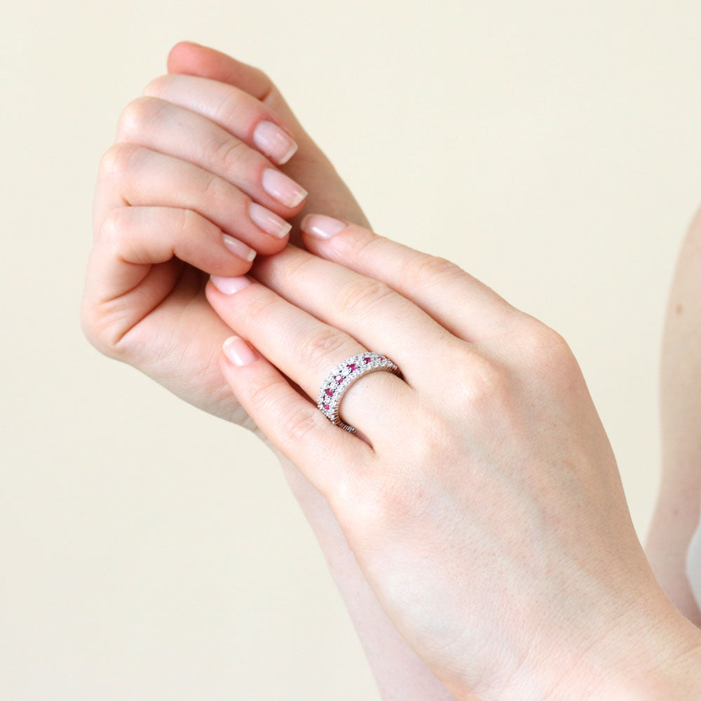 Pave CZ Eternity Ring Set in Sterling Silver