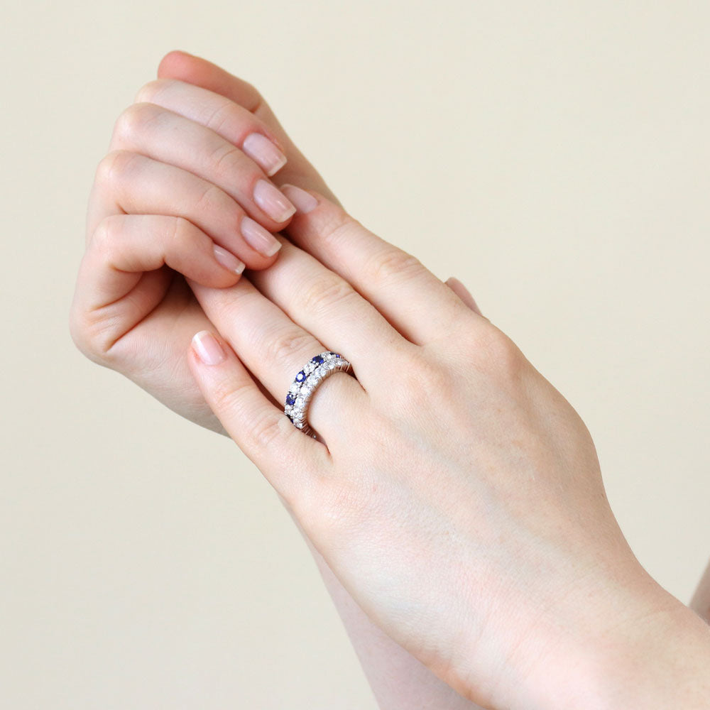 Model wearing CZ Eternity Ring Set in Sterling Silver, 5 of 13