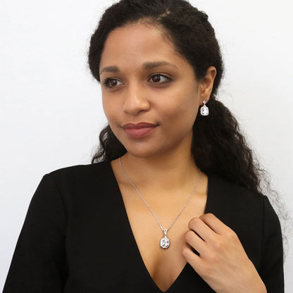 Arrow Halo Art Deco CZ Necklace in Sterling Silver