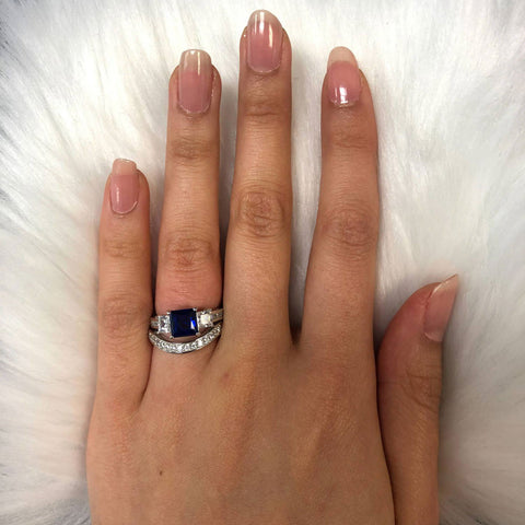 Image Contain: Model Wearing 3-Stone Ring, Curved Half Eternity Ring