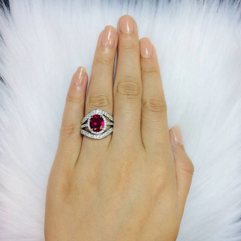 Image Contain: Model Wearing Curved Half Eternity Ring, Halo Ring