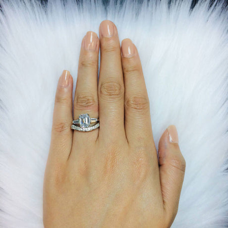 Image Contain: Model Wearing 3-Stone Ring, Curved Half Eternity Ring
