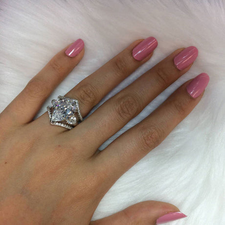 Image Contain: Model Wearing 3-Stone Ring, Wishbone Curved Eternity Ring