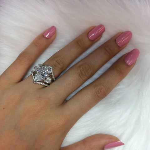 Image Contain: Model Wearing 3-Stone Ring, Wishbone Curved Eternity Ring