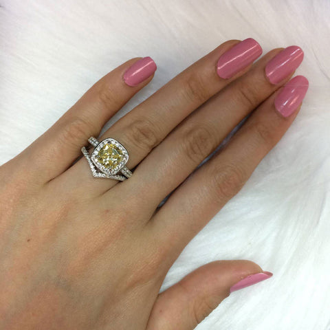 Image Contain: Model Wearing Halo Ring, Wishbone Curved Eternity Ring