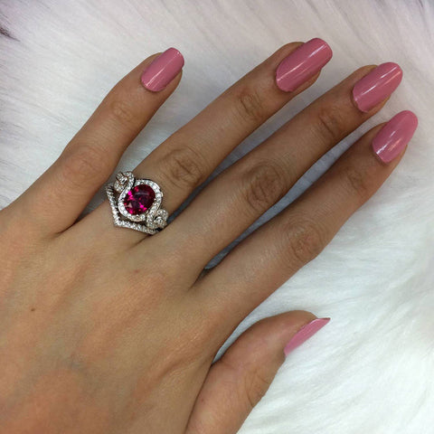 Image Contain: Model Wearing Solitaire with Side Stones Ring, Wishbone Curved Eternity Ring