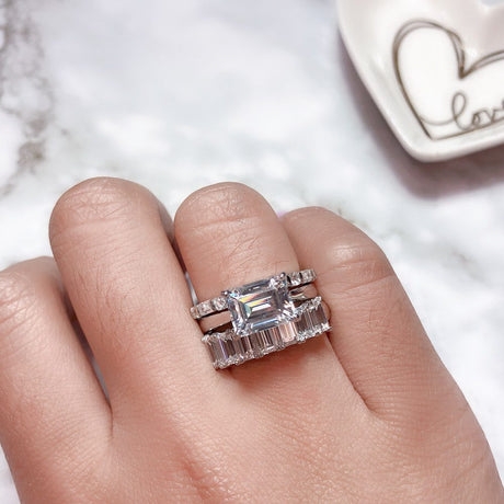Image Contain: Model Wearing Art Deco Half Eternity Ring, Half Eternity Ring, Solitaire Ring