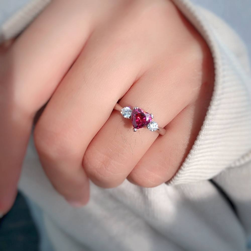 Sterling Silver Art Deco Red Cubic Zirconia CZ Fashion Ring