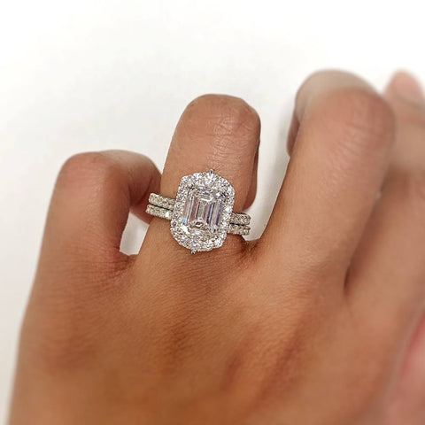 Image Contain: Model Wearing Half Eternity Ring, Halo Ring