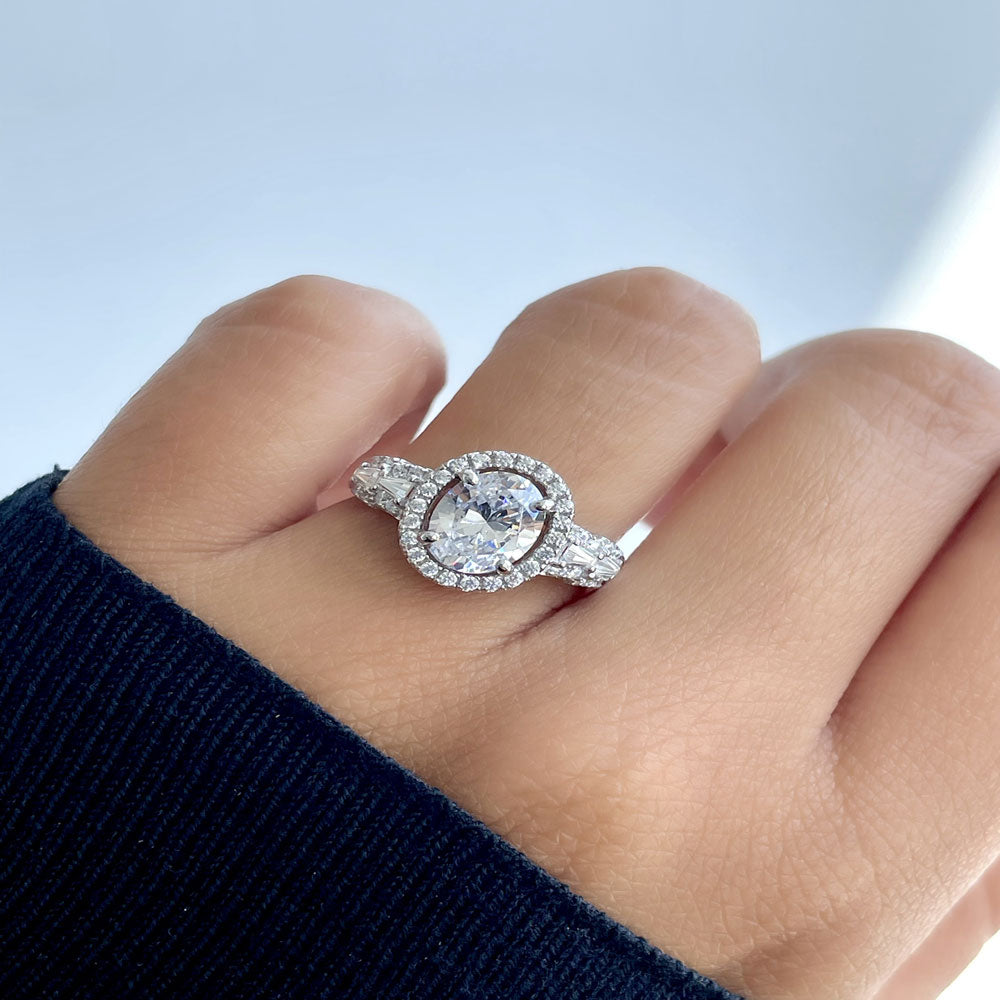 Silver Vintage Inspired Art Deco Cubic Zirconia Fashion Ring