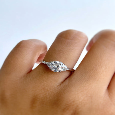 Image Contain: Model Wearing Solitaire with Side Stones Ring