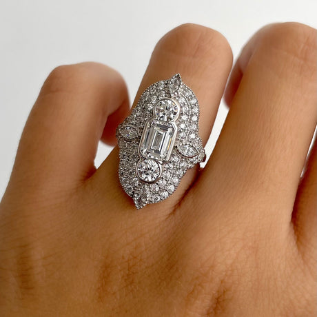 Image Contain: Model Wearing Art Deco Ring