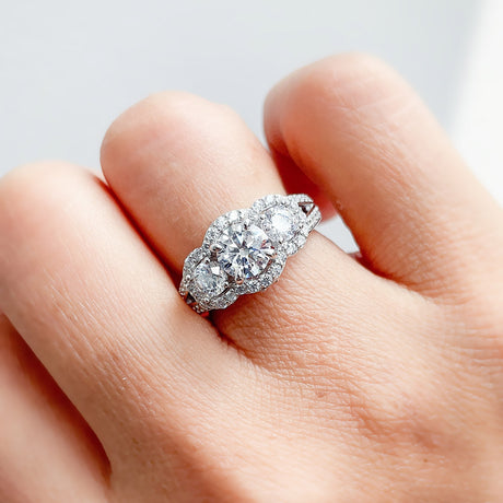 Image Contain: Model Wearing 3-Stone Split Shank Ring