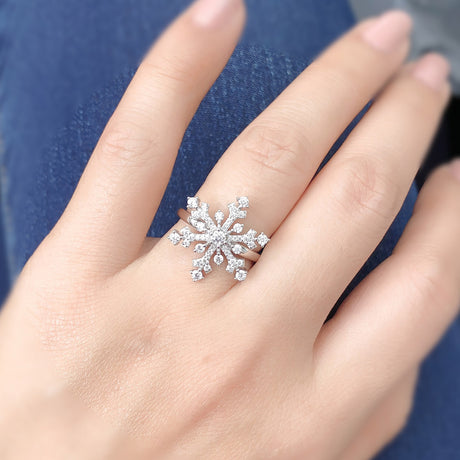 Model Wearing Snowflake Ring