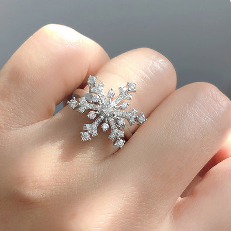 Model Wearing Snowflake Ring