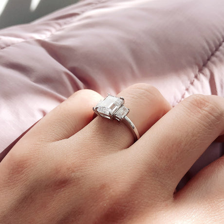 Model Wearing 3-Stone Ring
