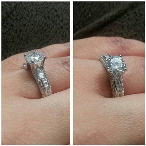 Image Contain: Model Wearing Solitaire with Side Stones Ring