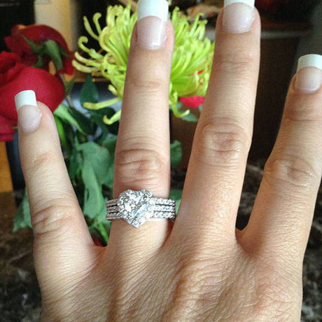 Image Contain: Model Wearing Half Eternity Ring, Halo Ring