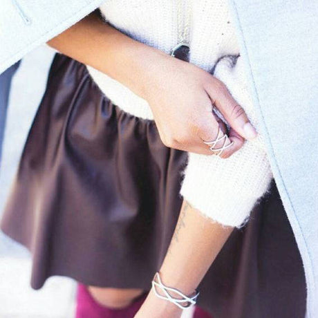 Image Contain: Model Wearing Criss Cross Ring, Woven Cuff