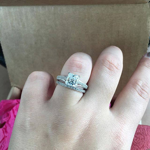 Image Contain: Model Wearing Art Deco Ring, Half Eternity Ring
