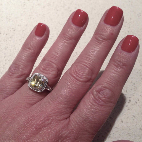 Model Wearing Halo Ring Style R254-CA