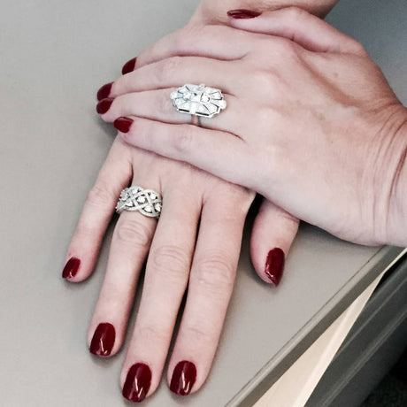 Image Contain: Model Wearing Art Deco Ring, Woven Ring