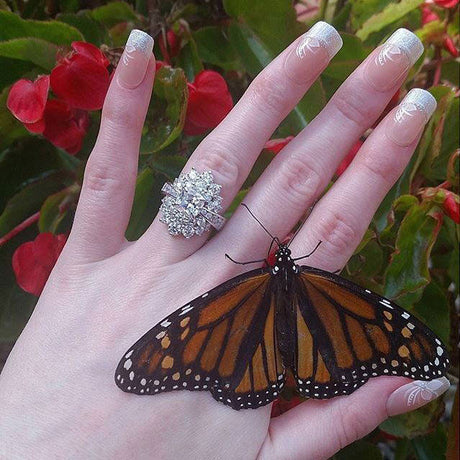 Model Wearing Flower Ring