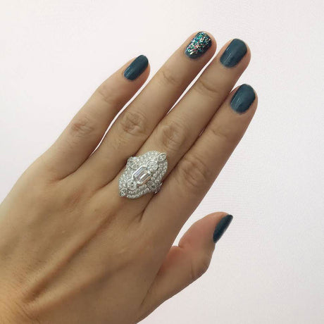 Image Contain: Model Wearing Art Deco Ring