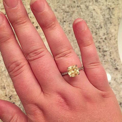 Image Contain: Model Wearing Solitaire with Side Stones Ring