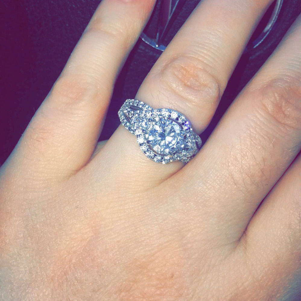 Silver 3-Stone Woven 2.6ct CZ Wedding Engagement Ring Set