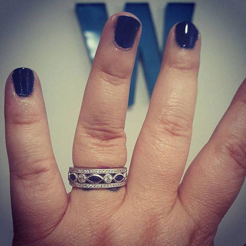 Image Contain: Model Wearing Art Deco Half Eternity Ring