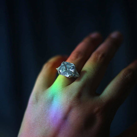 Model Wearing 3-Stone Ring Style R308