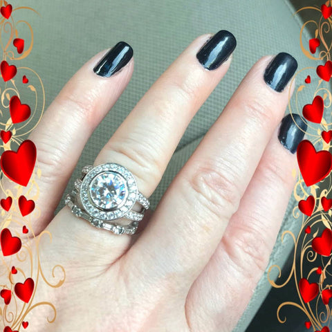 Image Contain: Model Wearing Eternity Ring, Halo Split Shank Ring