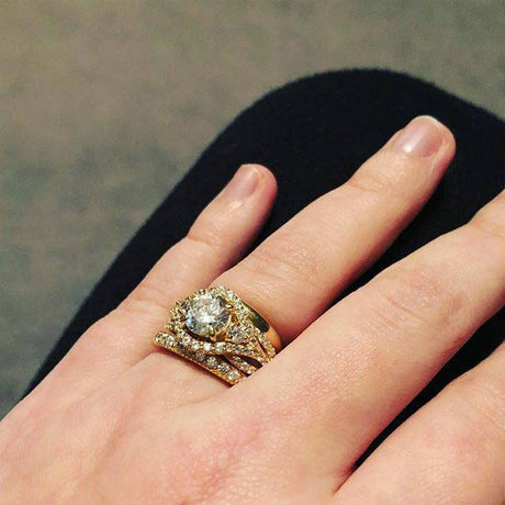 Image Contain: Model Wearing 3-Stone Ring, Eternity Ring