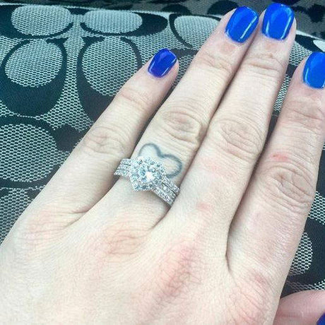 Model Wearing Half Eternity Ring, Halo Ring