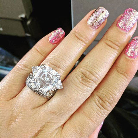 Image Contain: Model Wearing 3-Stone Ring, Eternity Ring