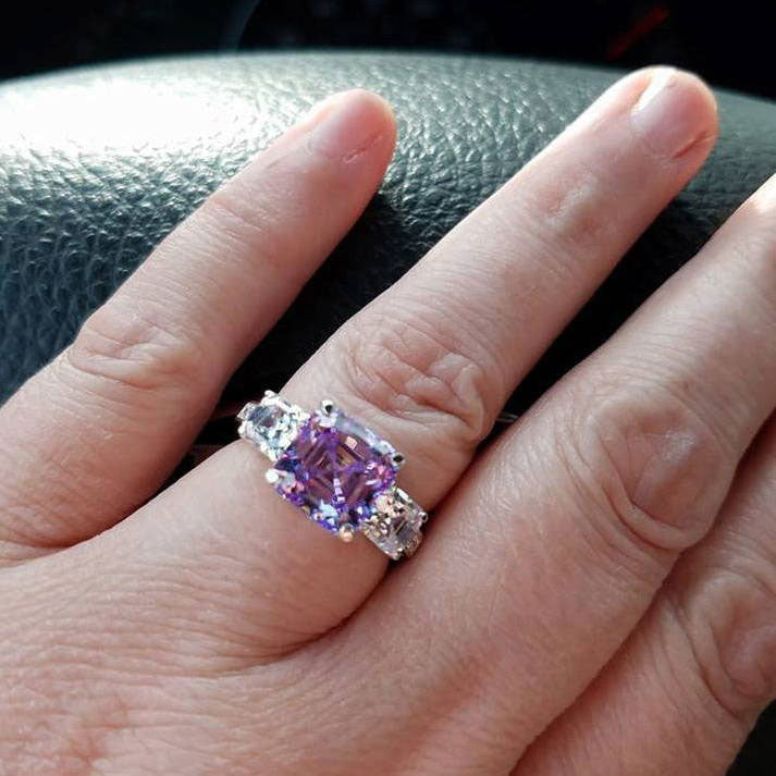 Image Contain: Model Wearing 3-Stone Ring