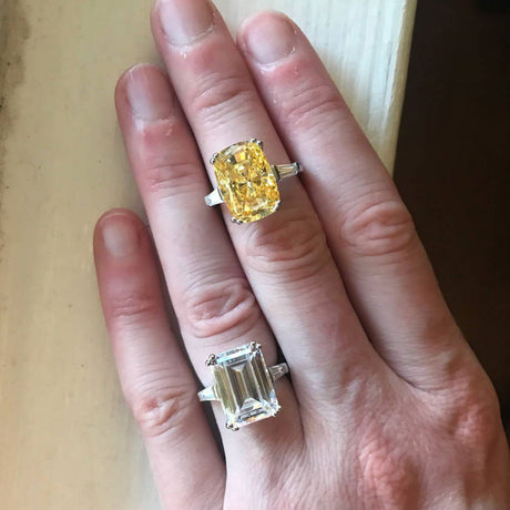 Image Contain: Model Wearing 3-Stone Ring, Solitaire with Side Stones Ring