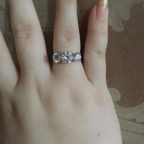 Image Contain: Model Wearing 3-Stone Ring