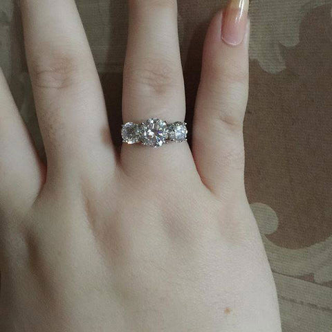 Image Contain: Model Wearing 3-Stone Ring