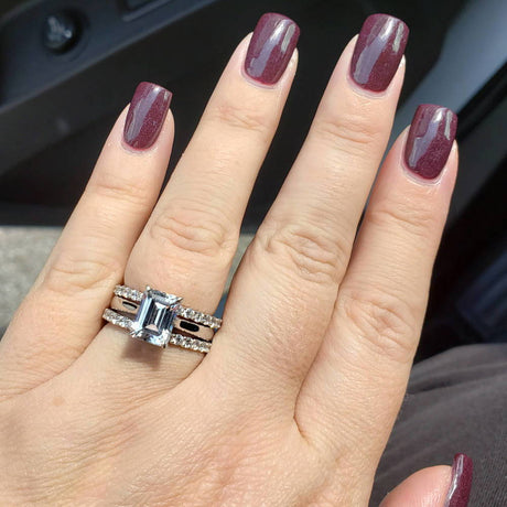 Model Wearing Half Eternity Ring, Solitaire Ring