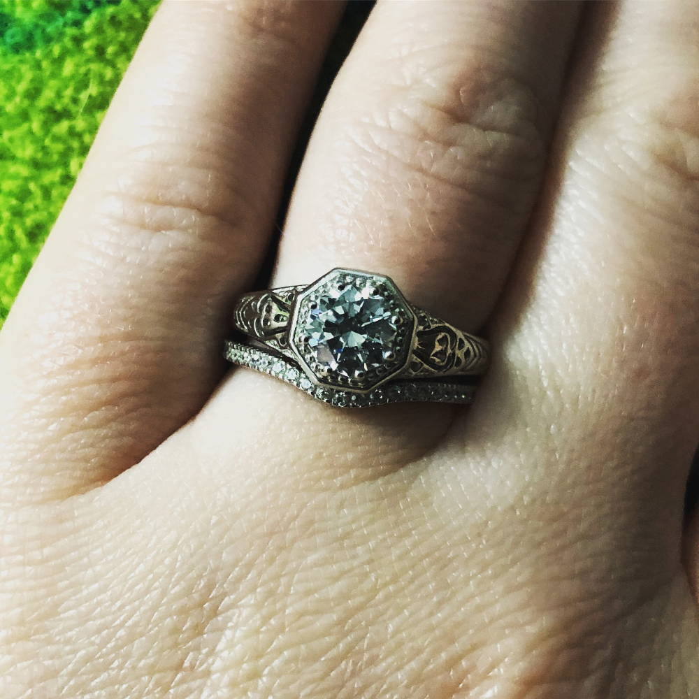 Image Contain: Model Wearing Ring, Wishbone Curved Half Eternity Ring