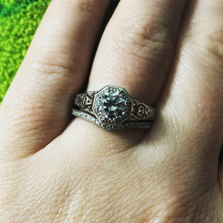 Image Contain: Model Wearing Ring, Wishbone Curved Half Eternity Ring